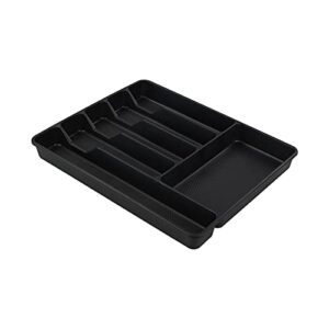 morcte 1-pack plastic silverware cutlery tray organizer, cutlery holder trays, black
