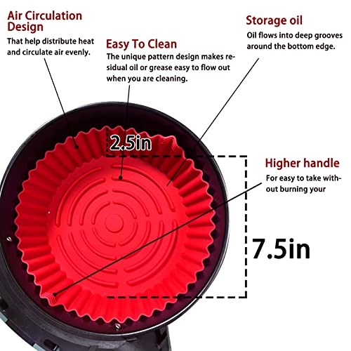 8.6 Inch Air Fryer Silicone Pot, Premium Silicone Air Fryer Liners Oven Accessories Heat Resistant, Reusable Air fryers Silicone Liner Round, Air Fryer Silicone Liners Fits (5 To 8 QT)