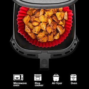 8.6 Inch Air Fryer Silicone Pot, Premium Silicone Air Fryer Liners Oven Accessories Heat Resistant, Reusable Air fryers Silicone Liner Round, Air Fryer Silicone Liners Fits (5 To 8 QT)