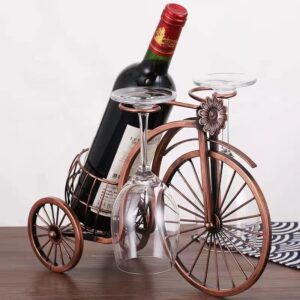 Cicodona Bicycle Wine Rack and Wine Glass Holder-Hold 1 Wine Bottle and 2 Glasses-Perfect for Home Kitchen Decor & Kitchen Storage Rack