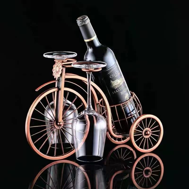 Cicodona Bicycle Wine Rack and Wine Glass Holder-Hold 1 Wine Bottle and 2 Glasses-Perfect for Home Kitchen Decor & Kitchen Storage Rack