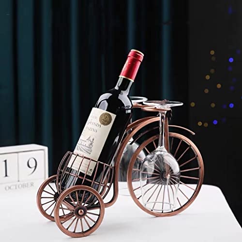 Cicodona Bicycle Wine Rack and Wine Glass Holder-Hold 1 Wine Bottle and 2 Glasses-Perfect for Home Kitchen Decor & Kitchen Storage Rack