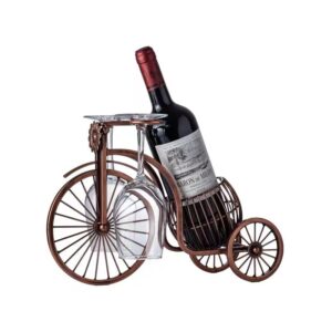 Cicodona Bicycle Wine Rack and Wine Glass Holder-Hold 1 Wine Bottle and 2 Glasses-Perfect for Home Kitchen Decor & Kitchen Storage Rack