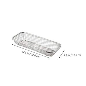 DOITOOL Flatware Caddy Stainless Steel Utensil Drying Rack for Chopstick Cage Cutter Rack Flatware Storage Drainer Basket Dishwasher Chopstick Holder (Silver) Clear Silverware Organizer