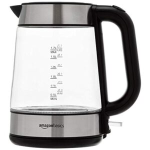 Amazon Basics Electric Glass and Steel Hot Tea Water Kettle, 1.7-Liter