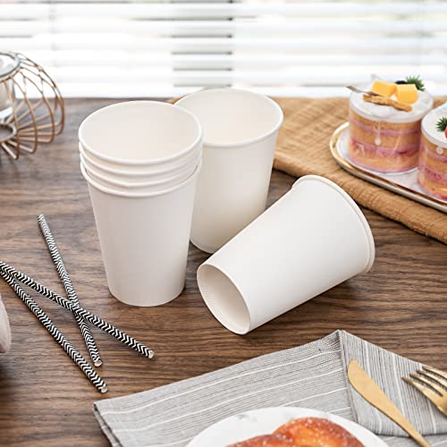 YEEHAW [12 oz 300 pack] Coffee Cups, White Disposable Paper Cups, To Go Hot Cups for Coffee, Hot Liquid, Chocolate, Juice, Tea, Hot/Cold Beverage Drinking Cup, Ideal for Cafes, Bistros, Businesses