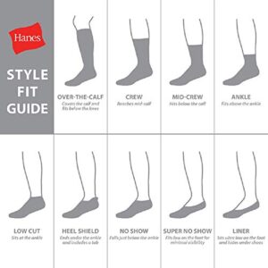 Hanes Mens Double Tough Socks, 12-pair Pack Crew Socks, White/Grey Foot Bottom, 6-12