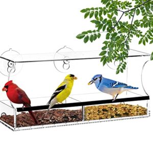 Window Bird Feeders with Strong Suction Cups, Clear Window Bird Feeder for Outside - Transparent Bird House, Balcony Glass Mount, Acrylic Cat, Kids & Elderly Viewing Clear Bird Feeder for Window Perch