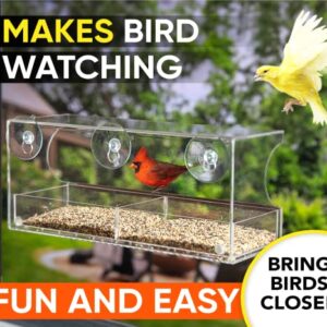 Window Bird Feeders with Strong Suction Cups, Clear Window Bird Feeder for Outside - Transparent Bird House, Balcony Glass Mount, Acrylic Cat, Kids & Elderly Viewing Clear Bird Feeder for Window Perch