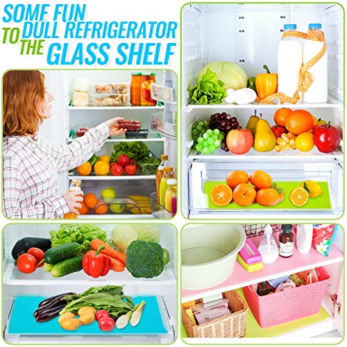 14Pieces Refrigerator Liners, Refrigerator Liners for Shelves Washable, Fridge Liners and Mats Washable, Top Freezer, Cupboard, Cabinet, Drawer Table Placemats (Colorful)