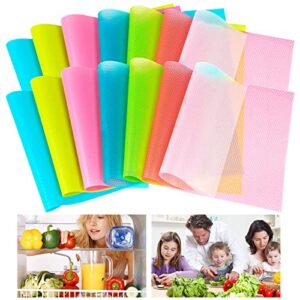 14Pieces Refrigerator Liners, Refrigerator Liners for Shelves Washable, Fridge Liners and Mats Washable, Top Freezer, Cupboard, Cabinet, Drawer Table Placemats (Colorful)