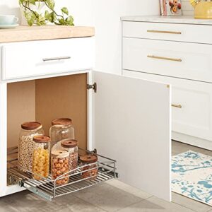 Knape & Vogt RS-MUB-17-FN 5 in. H x 18 in. W x 20 in. D Multi-Use Basket Silver Pull Out Cabinet Organizer, Frosted Nickel