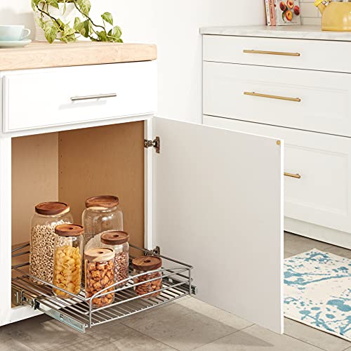 Knape & Vogt RS-MUB-17-FN 5 in. H x 18 in. W x 20 in. D Multi-Use Basket Silver Pull Out Cabinet Organizer, Frosted Nickel