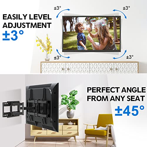 MOUNTUP Full Motion TV Wall Mount for Most 42-82 inch TVs, Wall Mount TV Bracket with Articulating Swivel and Tilt, TV Mount Max VESA 600x400mm, Holds up to 100lbs Fits 16" Studs MU0028