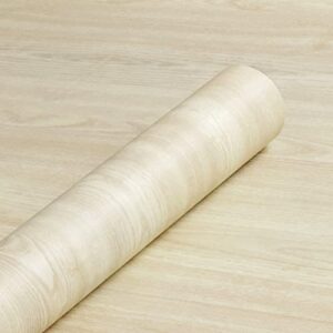 Homease Light Wood Contact Paper 23.6"x 196.8", Self-Adhesive Peel and Stick Wallpaper Waterproof Removable Realistic Wood Wallpaper for Cabinet Countertop Desktop Shelf Liner