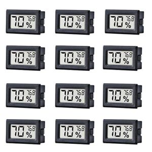 12 pack mini small digital electronic temperature humidity meters gauge indoor thermometer hygrometer lcd display fahrenheit (℉) for humidors, greenhouse, garden, cellar1