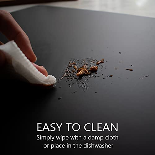 Electric Stove Top Cover by MALLOWA - 27.5" x 19.5" x 2mm Thick, Durable, Heat Resistant, Non-Slip Food Grade Silicone Mat to Protect 24-27" Glass Ceramic Cooktops and Kitchen Benches. (Black)