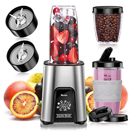 VEWIOR Smoothie Bullet Blender for Shakes and Smoothies 850W, 12 Pieces Personal Blenders for Kitchen with 6 Fins Blender Blade, Smoothie Blender with 2*23 oz To-Go Cups