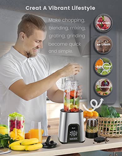 VEWIOR Smoothie Bullet Blender for Shakes and Smoothies 850W, 12 Pieces Personal Blenders for Kitchen with 6 Fins Blender Blade, Smoothie Blender with 2*23 oz To-Go Cups