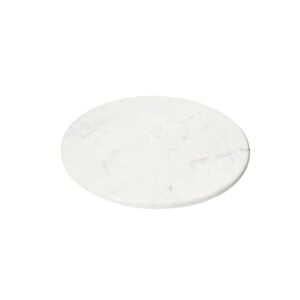 Creative Co-Op Marble Lazy Susan with Acacia Wood Base Serveware, 14"L x 14"W x 2"H, Natural