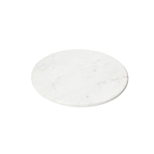 Creative Co-Op Marble Lazy Susan with Acacia Wood Base Serveware, 14"L x 14"W x 2"H, Natural