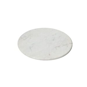 creative co-op marble lazy susan with acacia wood base serveware, 14″l x 14″w x 2″h, natural