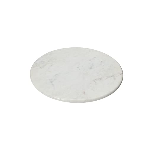 Creative Co-Op Marble Lazy Susan with Acacia Wood Base Serveware, 14"L x 14"W x 2"H, Natural