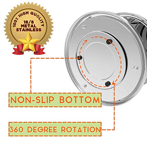 2-Tier Lazy Susan Organizer, Non-Skid Metal Lazy Susan Turntable, 10.5 inch Spice Rack, Updated Turntable Base, Double Tier Round Lazy Susan for Kitchen, Cabinet, Pantry, Spice Rack Storage