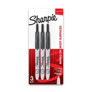 sharpie retractable permanent markers, ultra fine point, black, 3 count