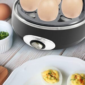 Elite Gourmet EGC007CHC# Rapid Egg Cooker, 7 Easy-To-Peel, Hard, Medium, Soft Boiled Eggs, Poacher, Omelet Maker, Auto Shut-Off, Alarm, 16-Recipe Booklet, Charcoal Grey