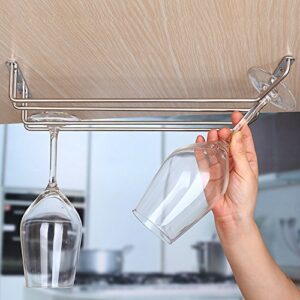 Velidy Wine Glass Rack,Stainless Steel Chrome Finish Under Cabinet Hanging Stemware Holder with Screw for Kitchen/Bar/Restaurant (21.6"/55cm)