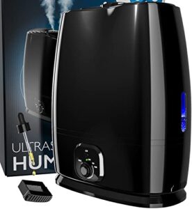 50-hour ultrasonic cool mist humidifiers for bedroom (6l) – quiet, filterless humidifiers for large room w/essential oils tray – small air vaporizer for baby, kids & nursery – everlasting comfort