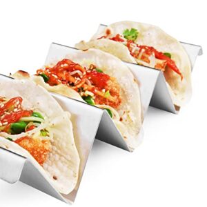 Taco Holders 4 Packs - Stainless Steel Taco Stand Rack Tray Style by ARTTHOME, Oven Safe for Baking, Dishwasher and Grill Safe