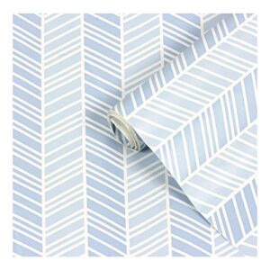 timeless herringbone self-adhesive vinyl contact paper for shelf liner, drawer liner and arts and crafts projects 9 feet by 18 inches (powder blue)