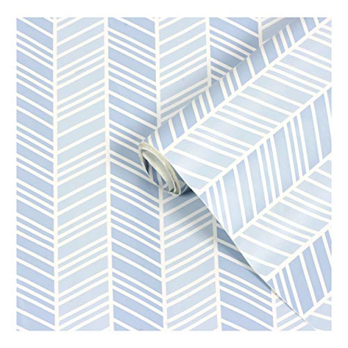 Timeless Herringbone Self-Adhesive Vinyl Contact Paper for Shelf Liner, Drawer Liner and Arts and Crafts Projects 9 Feet by 18 Inches (Powder Blue)