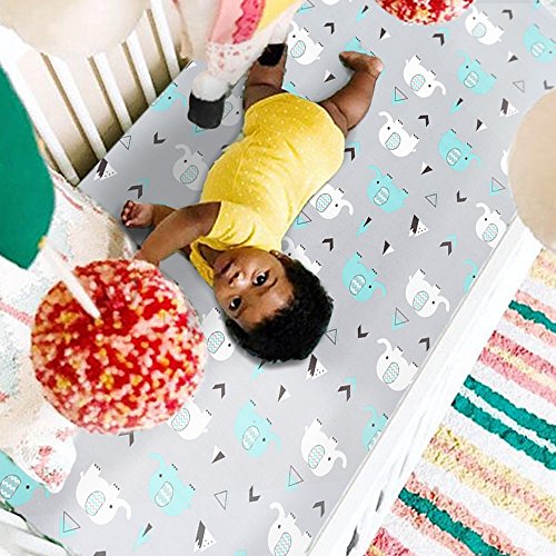 Pack n Play Stretchy Fitted Pack n Play Playard Sheet Set BROLEX 2 Pack Portable Mini Crib Sheets,Convertible Playard Mattress Cover,Ultra Soft Material，Elephant & Whale