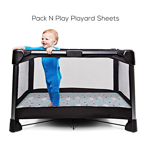 Pack n Play Stretchy Fitted Pack n Play Playard Sheet Set BROLEX 2 Pack Portable Mini Crib Sheets,Convertible Playard Mattress Cover,Ultra Soft Material，Elephant & Whale