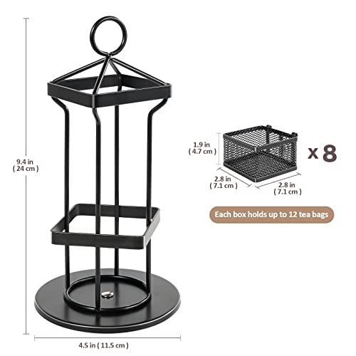 2 Pack Puricon Clear Lazy Susan Turntable Organizer (12 Inch & 10") Bundle with Tea Bag Organizer Storage Holder 360-Degrees Spinning Carousel