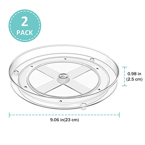 Puricon 2 Pack Lazy Susan Clear Organizer for Cabinet Pantry Storage Bundle with Tea Bag Organizer Storage Holder 360-Degrees Spinning Carousel