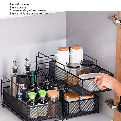 Kitchen Cabinet Organizer,Under Sink Cabinets Organize Countertop Storage Basket Storage Drawer Basket Rack Kitchen Storage Drawer Basket Rack Multilayer Kitchen Shelf Sliding Under Sink Drawer