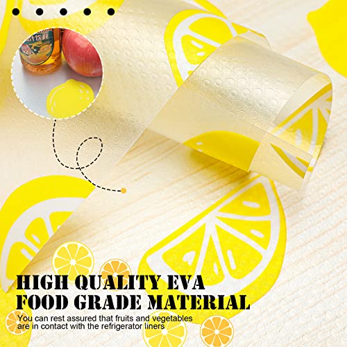 8 Pieces Refrigerator Liner Drawer Liner for Kitchen Cabinets Washable Refrigerator Mats Eva Non Adhesive Shelf Liners Easy to Cut Drawer Cover Sheet for Fridge Dresser, 17.7 x 11.8 Inch (Lemon)