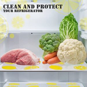 8 Pieces Refrigerator Liner Drawer Liner for Kitchen Cabinets Washable Refrigerator Mats Eva Non Adhesive Shelf Liners Easy to Cut Drawer Cover Sheet for Fridge Dresser, 17.7 x 11.8 Inch (Lemon)