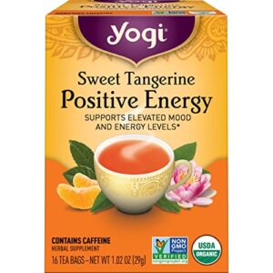 yogi tea – sweet tangerine positive energy tea (6 pack) – supports elevated mood and energy levels – with black tea and green tea extract – contains caffeine – 96 organic tea bags