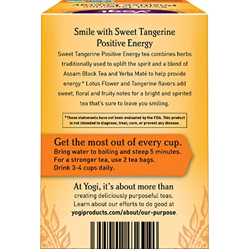 Yogi Tea - Sweet Tangerine Positive Energy Tea (6 Pack) - Supports Elevated Mood and Energy Levels - With Black Tea and Green Tea Extract - Contains Caffeine - 96 Organic Tea Bags