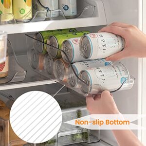 vacane Set of 4 Soda Can Organizer for Refrigerator, Clear Drink Holder Dispenser - Holds 10 Cans Each, Beverage Canned Food Container Bin Storage Organizer For Fridge, Pantry, Freezer, Countertops