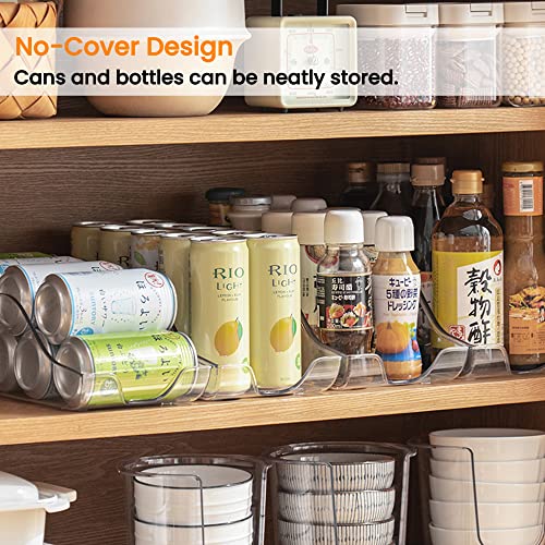 vacane Set of 4 Soda Can Organizer for Refrigerator, Clear Drink Holder Dispenser - Holds 10 Cans Each, Beverage Canned Food Container Bin Storage Organizer For Fridge, Pantry, Freezer, Countertops