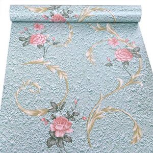 HOYOYO 17.8 x 118 Inches Self-Adhesive Liner Paper, Removable Shelf Liner Wall Stickers Dresser Drawer Peel Stick Kitchen Home Decor, Blue Vintage Peony