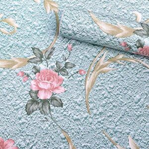 HOYOYO 17.8 x 118 Inches Self-Adhesive Liner Paper, Removable Shelf Liner Wall Stickers Dresser Drawer Peel Stick Kitchen Home Decor, Blue Vintage Peony