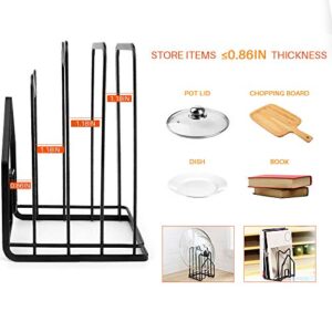 Pot Pan Lid Holder Rack kitchen Shelf Chopping Board Rack Cutting Board Rack Organizer Stand Holder Kitchen Countertop Drain Storage Shelf Bedroom Study Bookshelf Desk Organization (black)