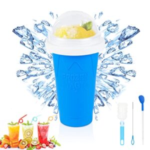 slushie maker cup – tik tok quick frozen magic cup, double layers slushie cup, diy homemade squeeze icy cup, fasting cooling make and serve slushy cup for milk shake, smoothies, slushies – blue